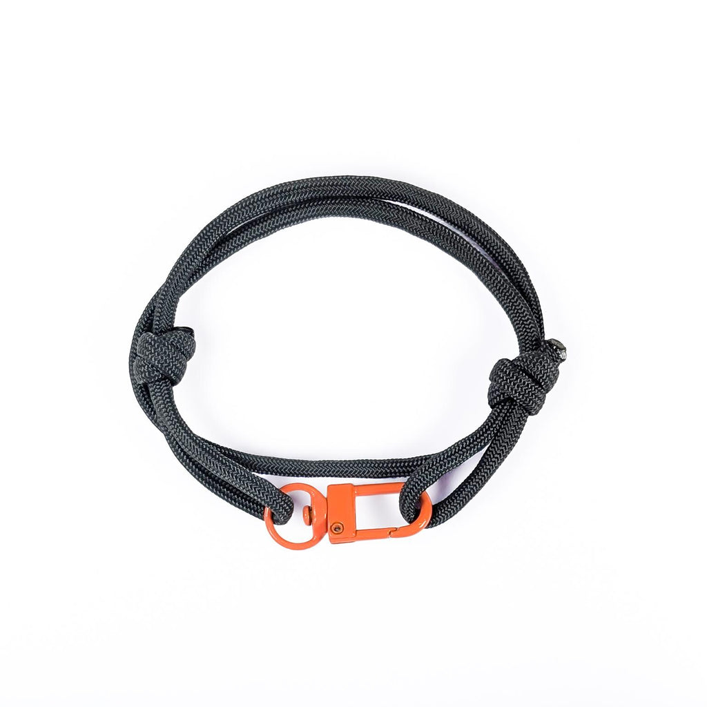 Anthracite Grey Adjustable Paracord Wrap Bracelet with Orange Clasp
