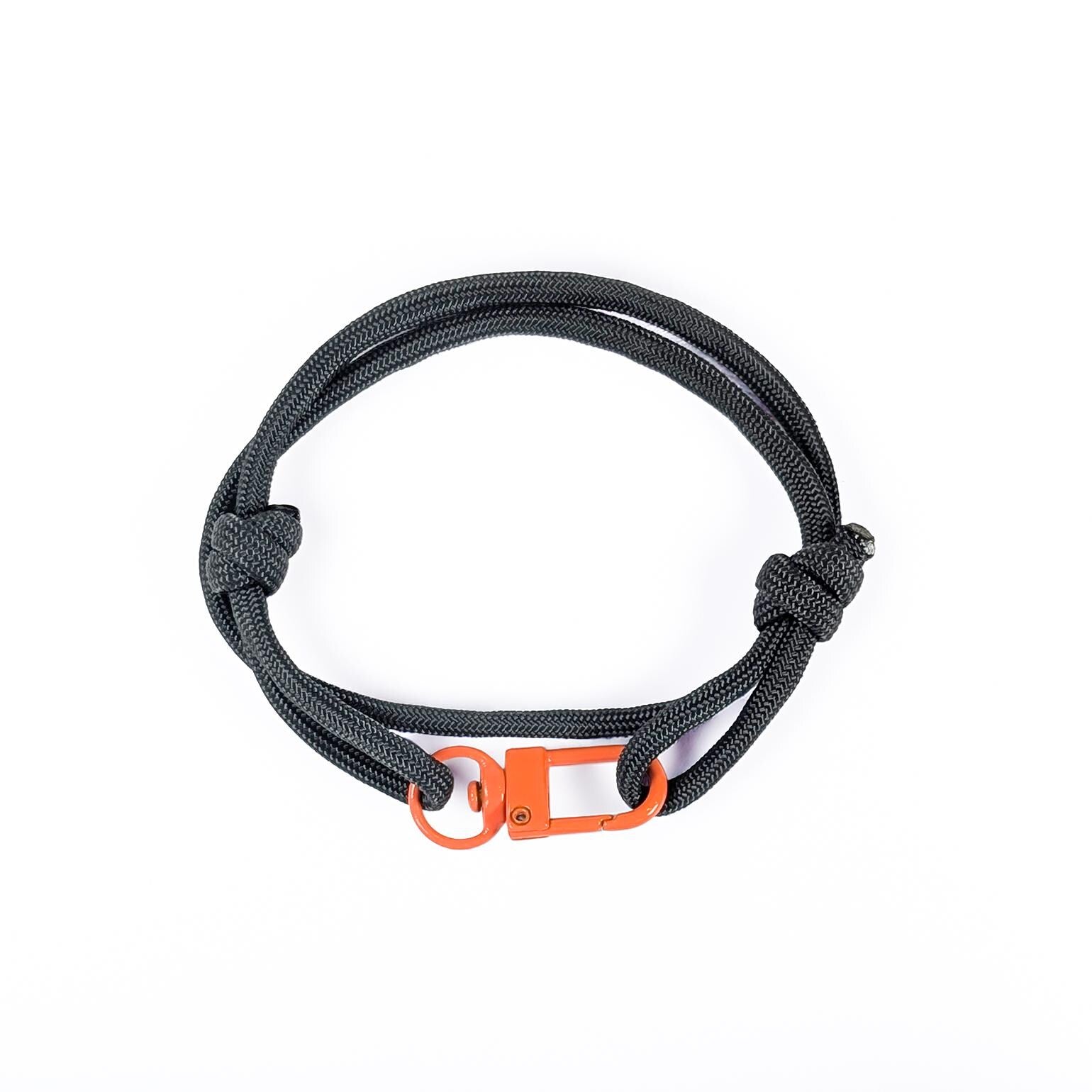 Anthracite Grey Adjustable Paracord Wrap Bracelet with Orange Clasp