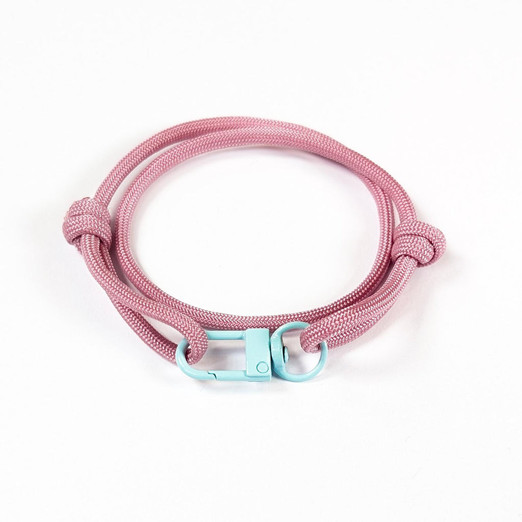 Pink Adjustable Paracord Bracelet with Blue Clasp