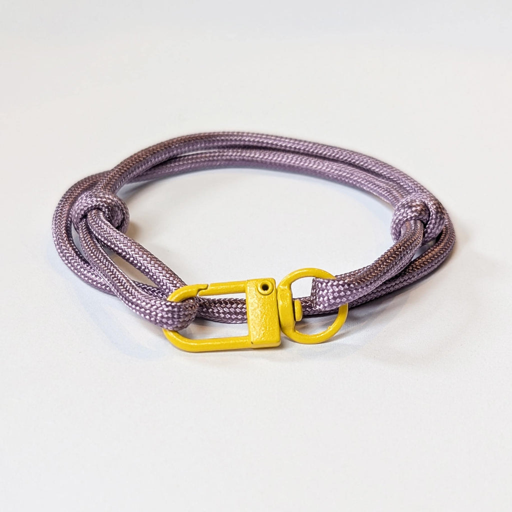 Purple  Adjustable Paracord  Bracelet with Mustard Yellow Clasp
