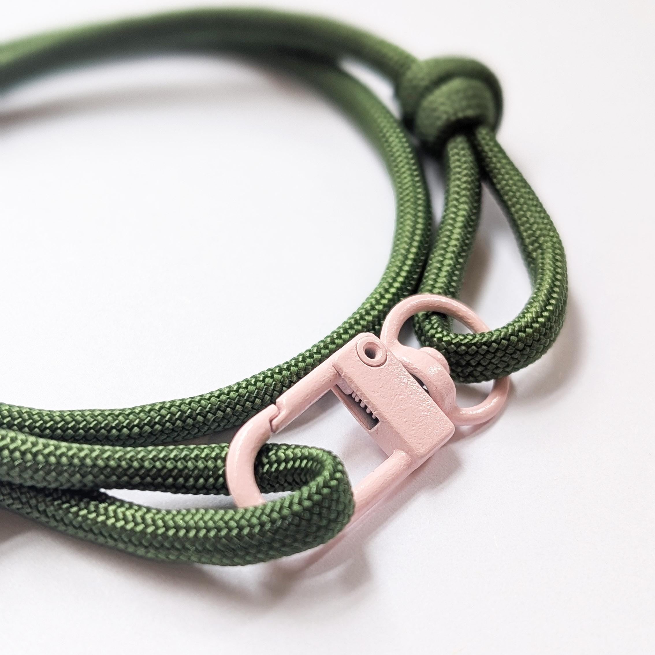 Forest Green Adjustable Paracord Wrap Bracelet With Pink Clasp