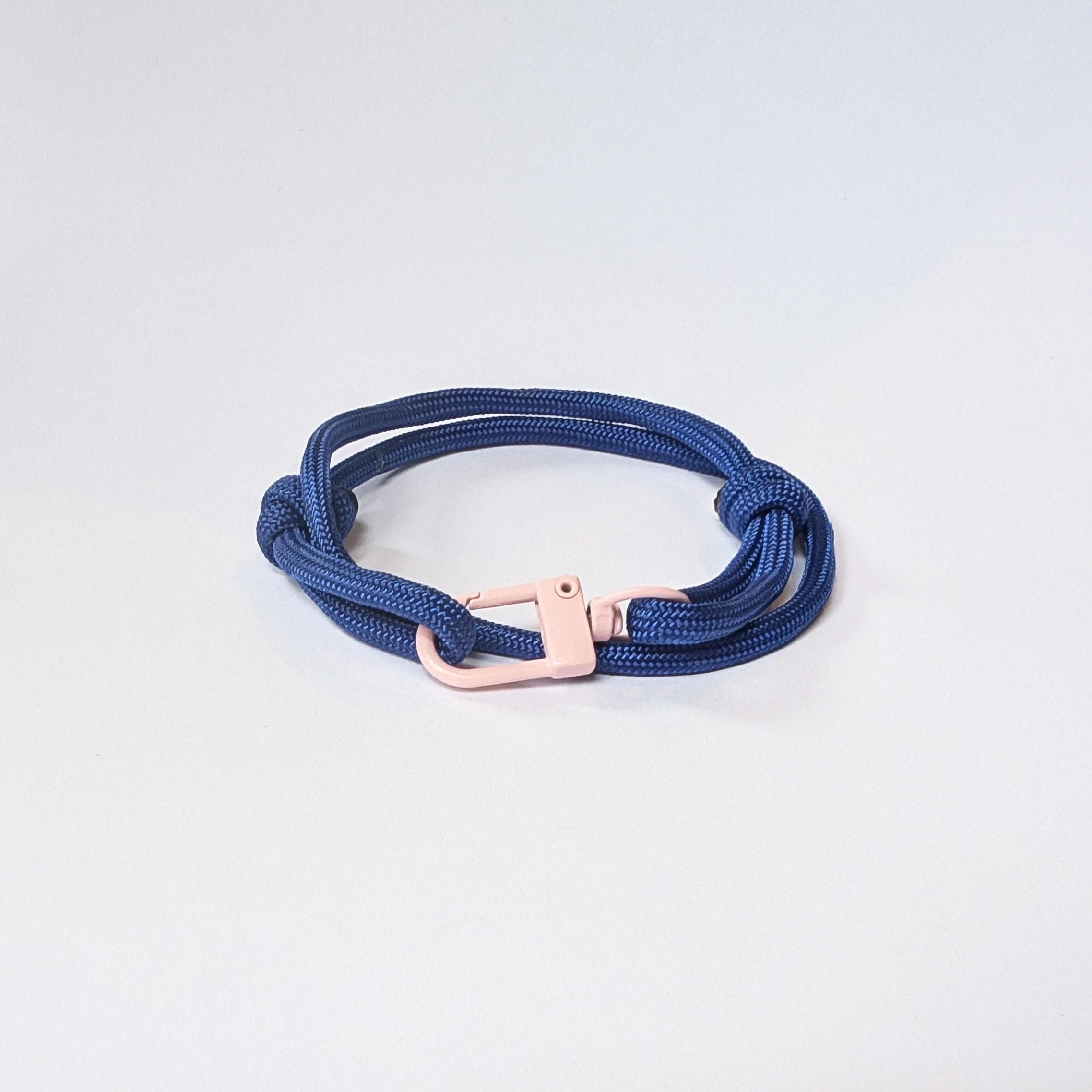 Royal Blue Adjustable Paracord Wrap Bracelet With Pink Clasp