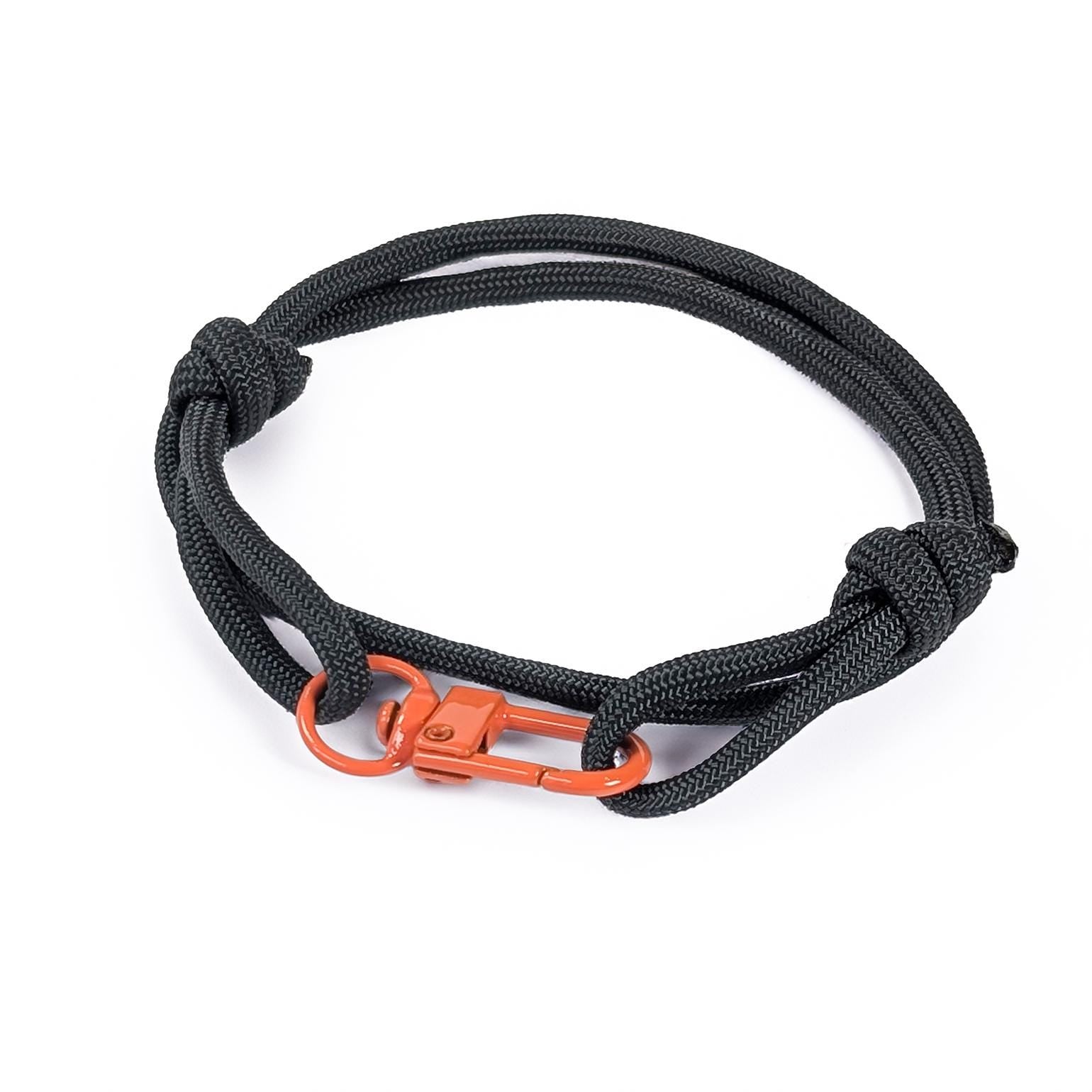 Anthracite Grey Adjustable Paracord Wrap Bracelet with Orange Clasp