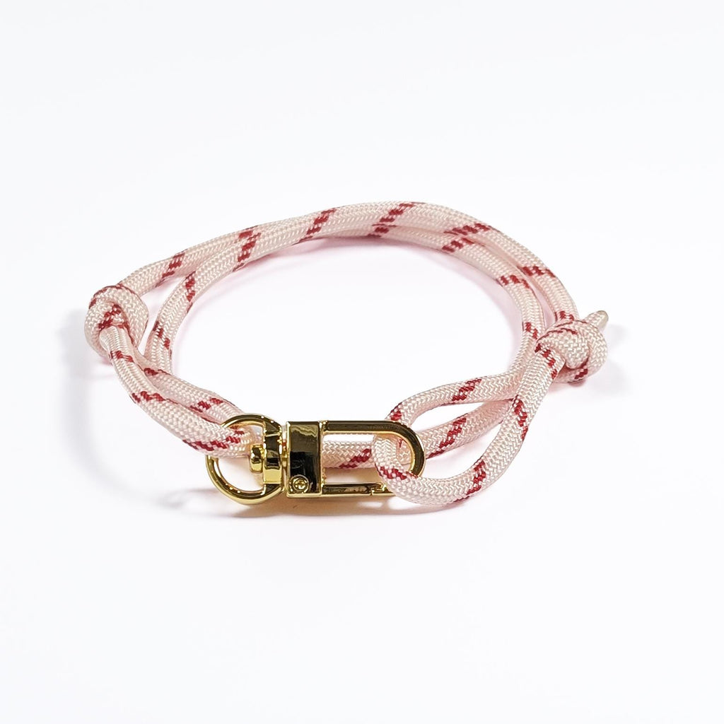 Red Stripe Adjustable Paracord Bracelet with Gold Coloured Clasp