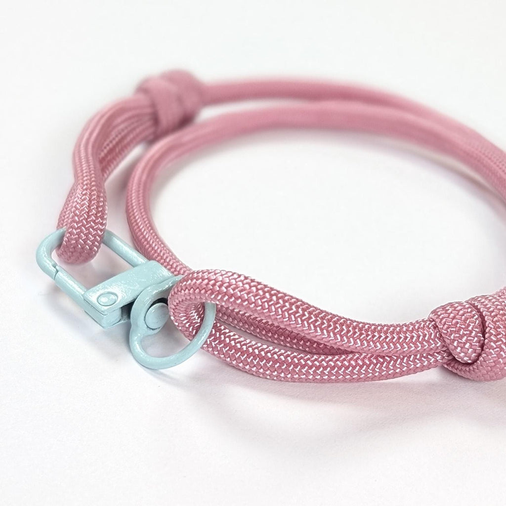 Pink Adjustable Paracord Bracelet with Blue Clasp