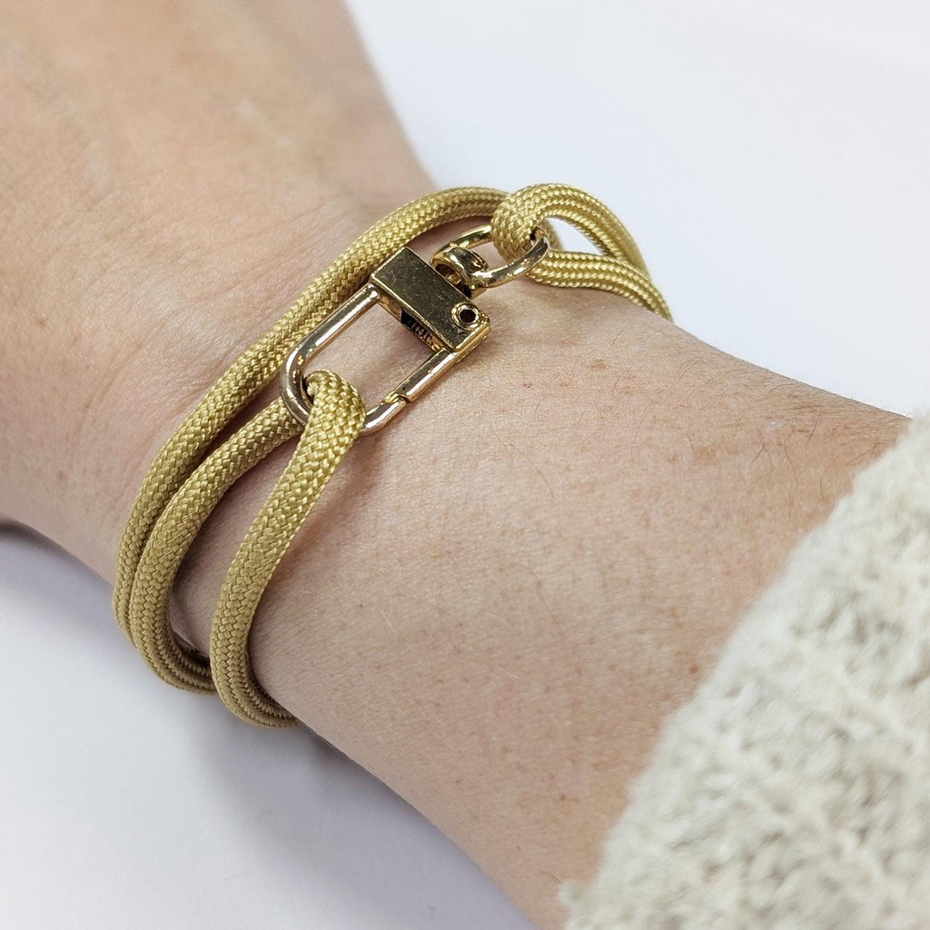 Gold Adjustable Paracord Wrap Bracelet With Gold Clasp