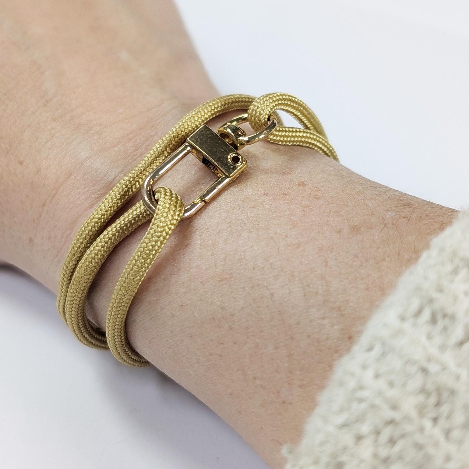 Gold Paracord Bracelet: Adjustable Sliding Knot, Stackable Design