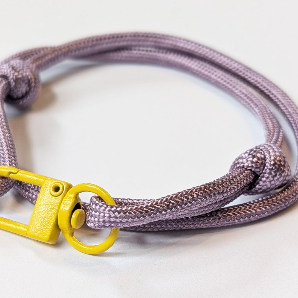Purple  Adjustable Paracord  Bracelet with Mustard Yellow Clasp