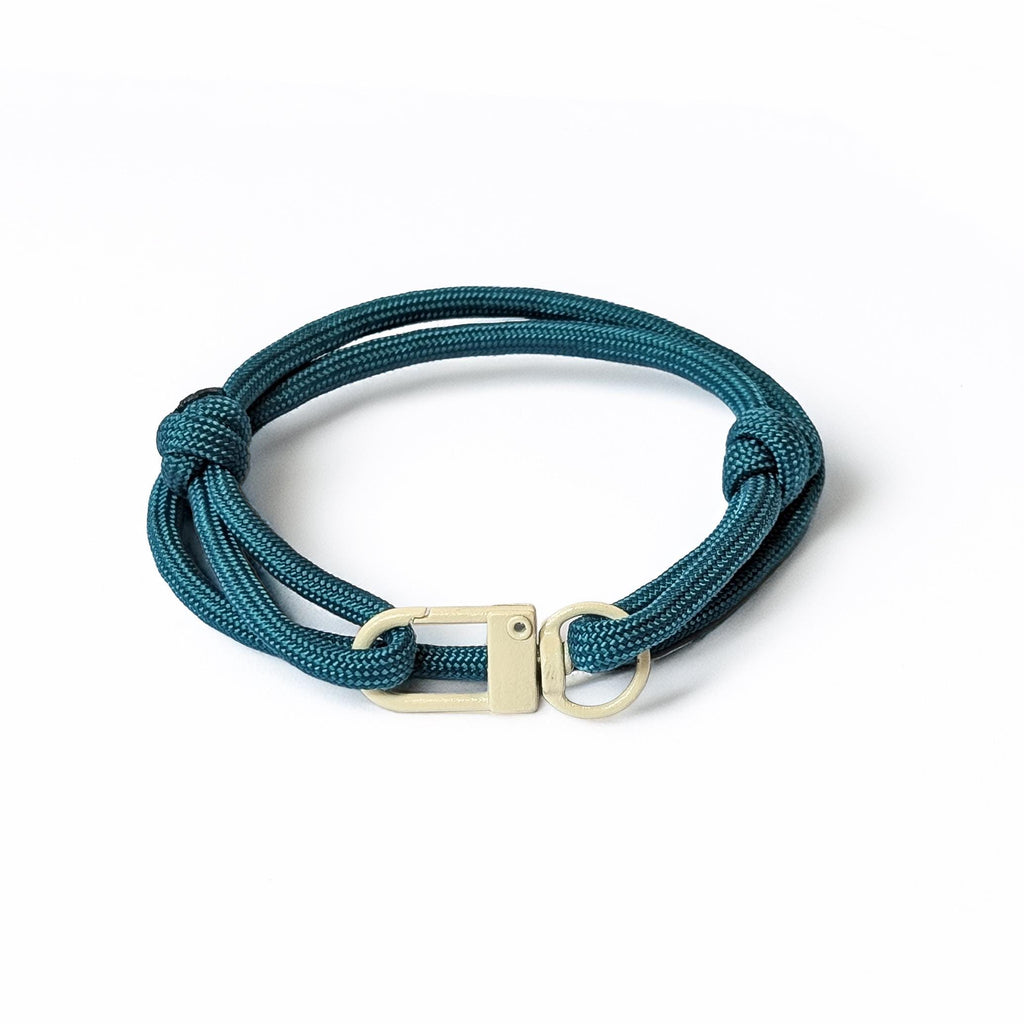 Sea Green Adjustable Paracord Bracelet with Cream Clasp