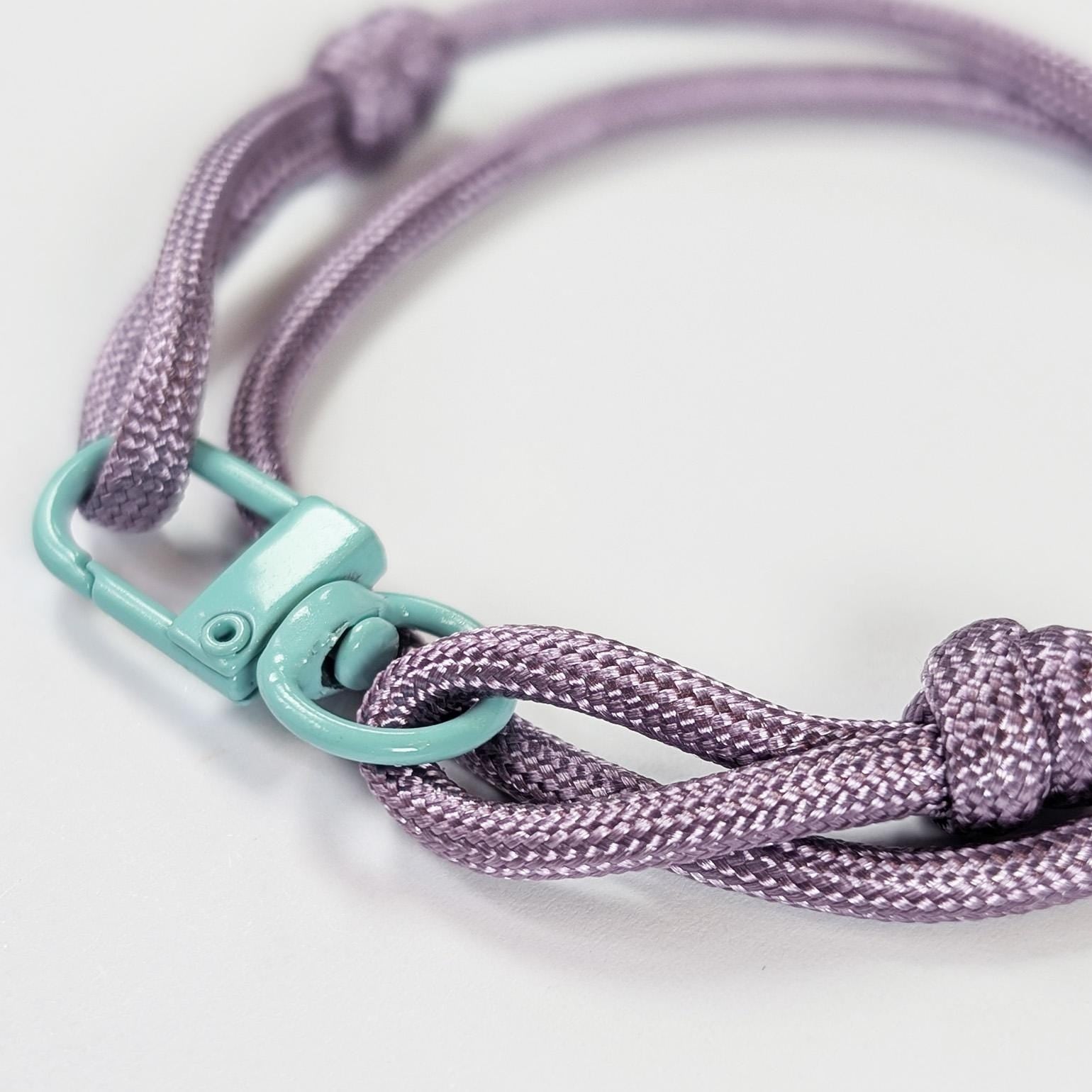 Dark Lavender Paracord Bracelet: Adjustable Sliding Knot, Turquoise Clasp