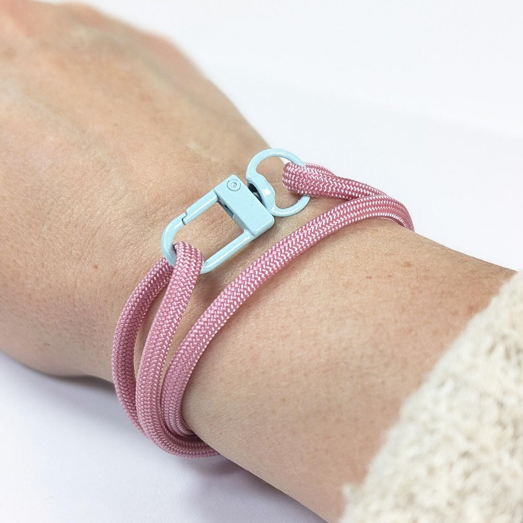 Pink Adjustable Paracord Bracelet with Blue Clasp