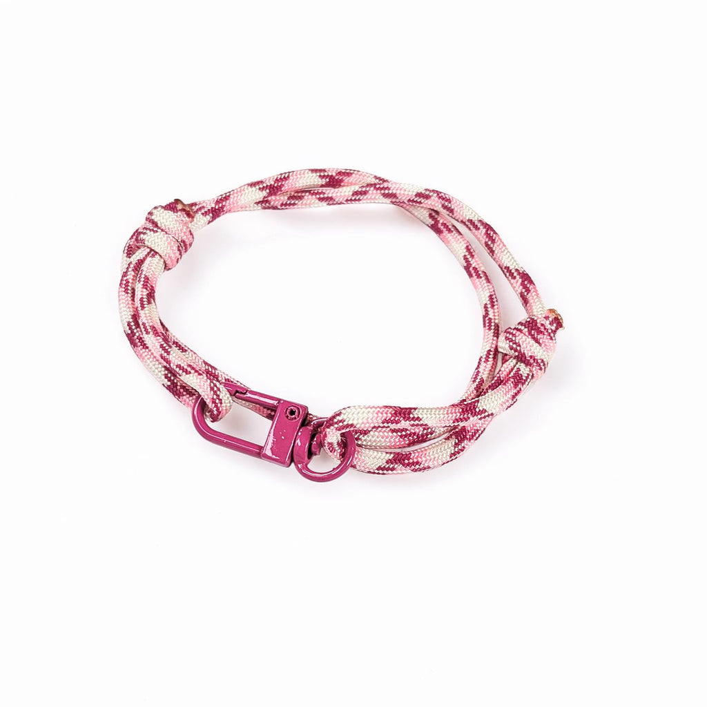 Pink Pattern Adjustable Paracord Bracelet with Pink Clasp, Breast Cancer Awareness