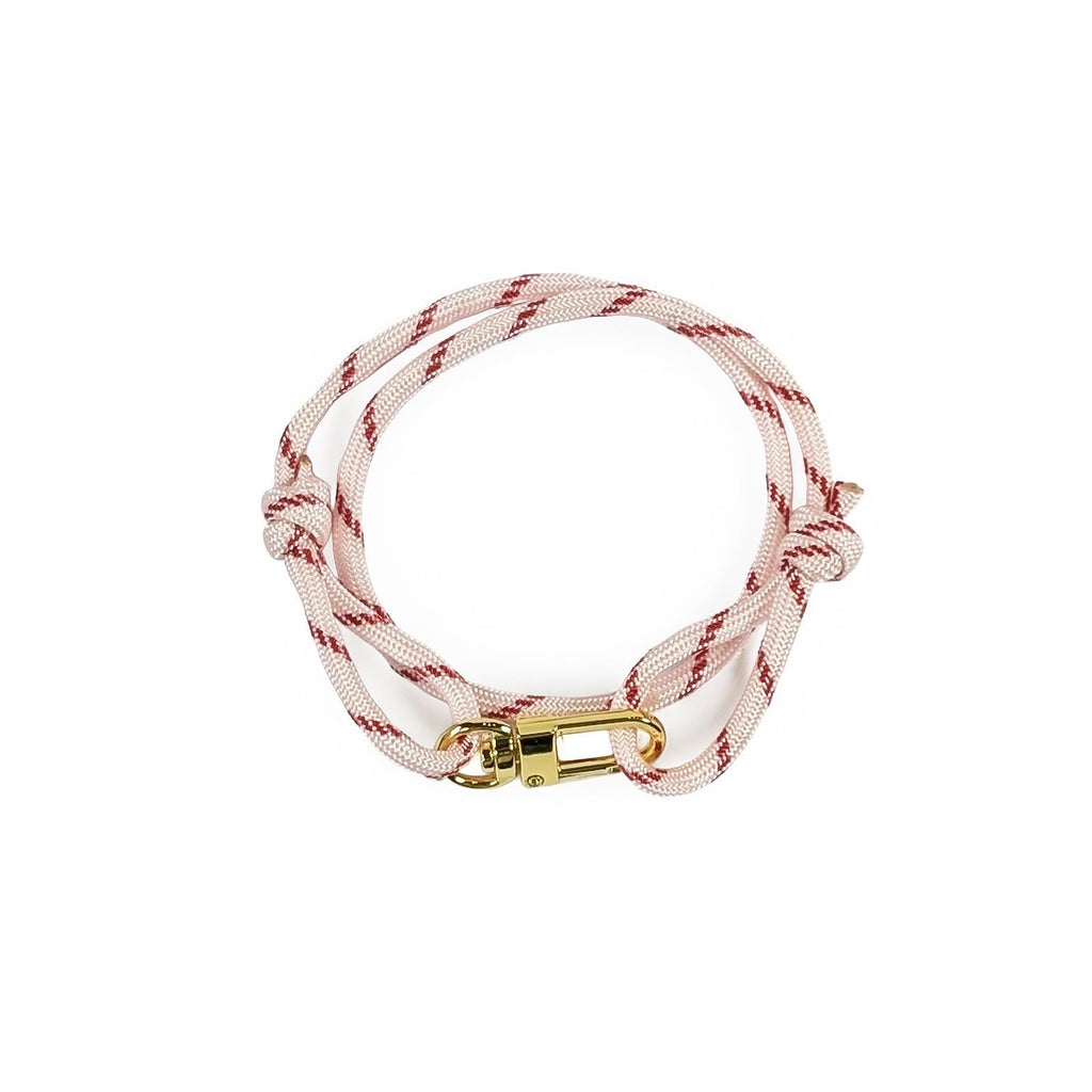 Red Stripe Adjustable Paracord Bracelet with Gold Coloured Clasp