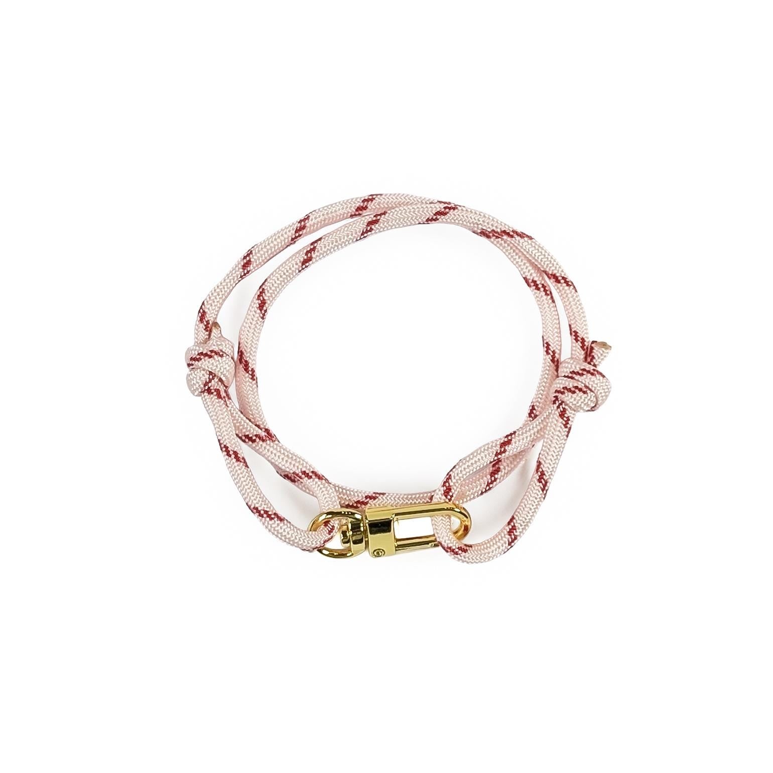 Handmade Red Stripe Paracord Bracelet: Adjustable Sliding Knot