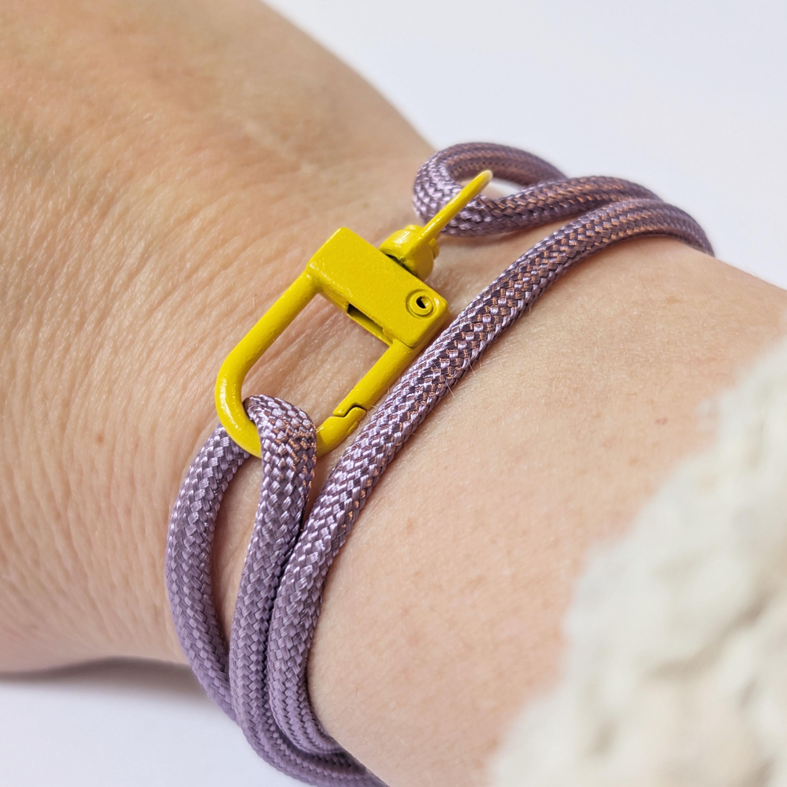 Purple & Mustard Yellow Adjustable Paracord Wrap Unisex Friendship Bracelet, Minimalist Handmade Jewellery Gift
