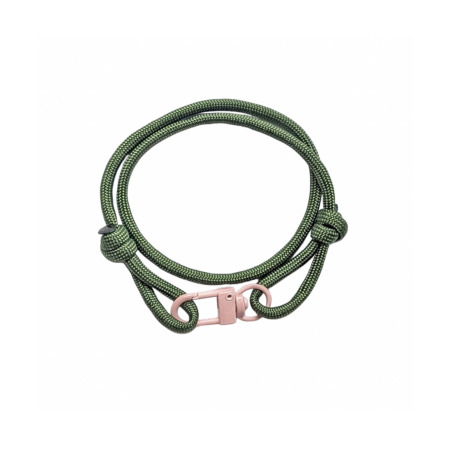 Forest Green Adjustable Paracord Wrap Bracelet With Pink Clasp
