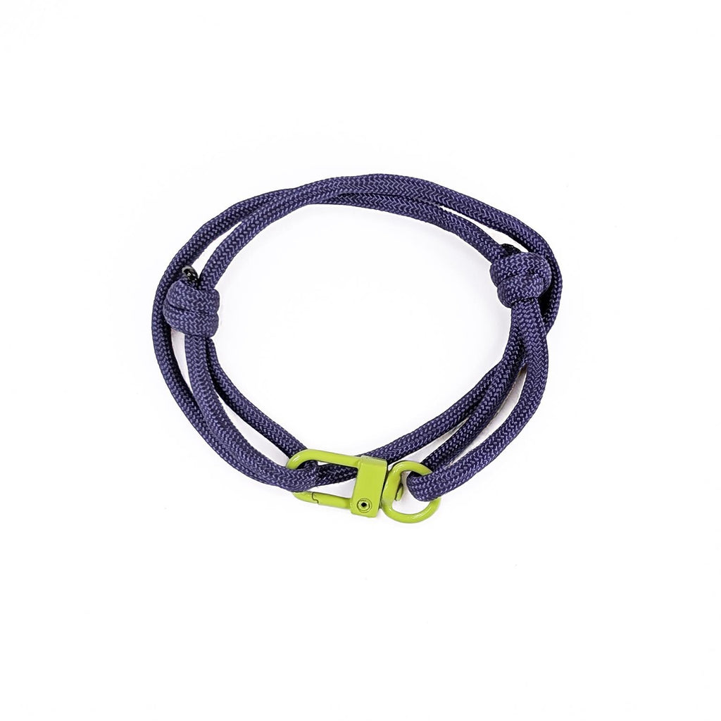 Purple Adjustable Paracord Bracelet with Lime Green Clasp