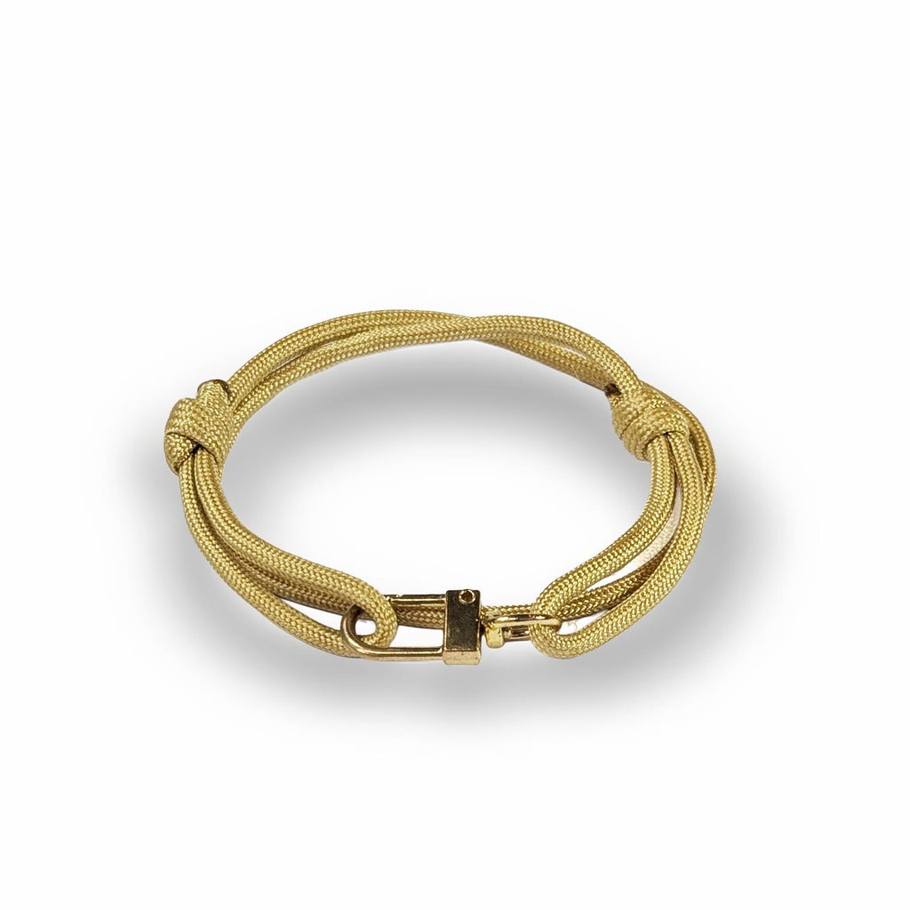 Gold Adjustable Paracord Wrap Bracelet With Gold Clasp