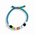Rainbow Bead Bracelet with Blue Cord