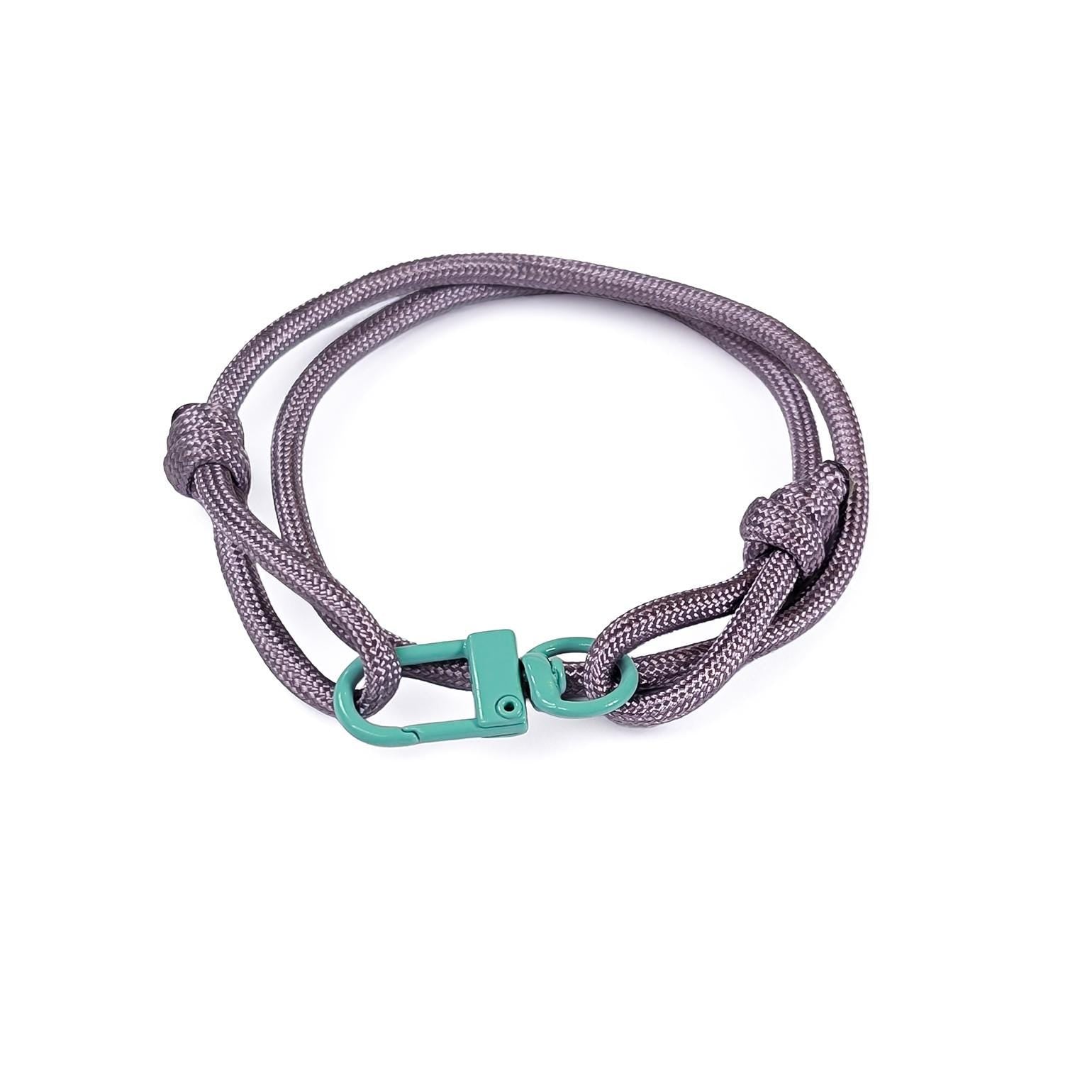Dark Lavender Paracord Bracelet: Adjustable Sliding Knot, Turquoise Clasp