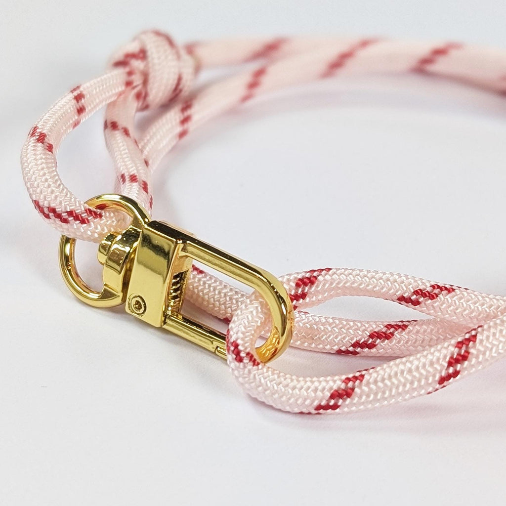 Red Stripe Adjustable Paracord Bracelet with Gold Coloured Clasp