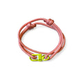 Peach Pink Adjustable Sliding Paracord Bracelet with Lime Green Clasp